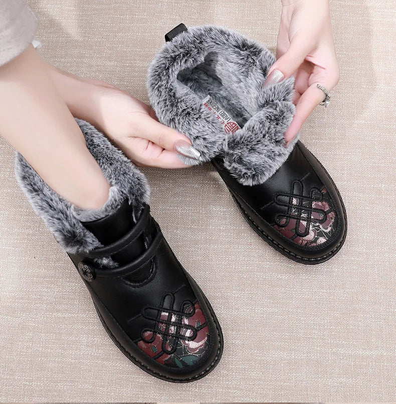 Mady- Chaussures chaudes et confortables en cuir pour femmes