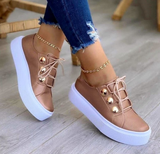 Sandrine- Chaussures en cuir plates élégantes à lacets
