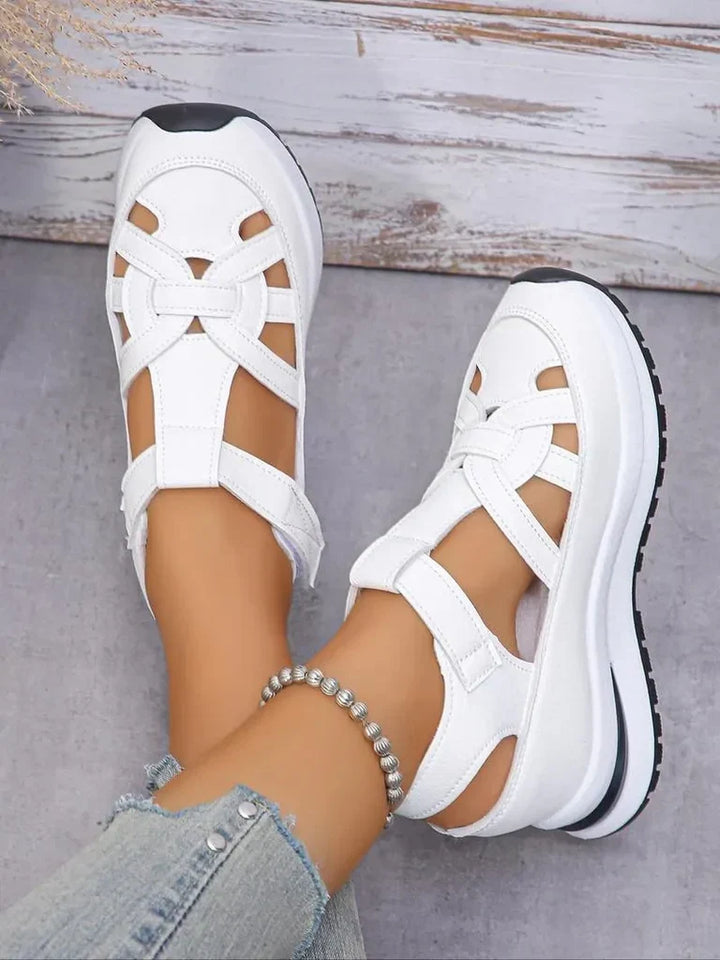 Eleva- Sandales compensées confortables à bride Velcro pour femmes