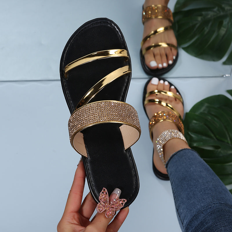 Leslie- Sandales à Talons Plats en Cuir pour Femmes