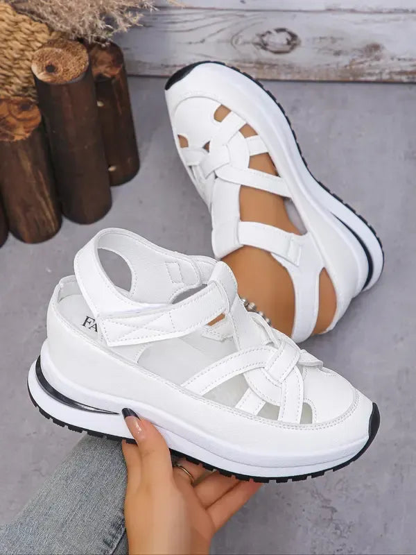 Eleva- Sandales compensées confortables à bride Velcro pour femmes