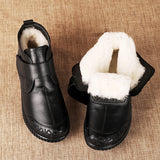Bottines cuir en fourrure chaudes pour femmes couleur Noir