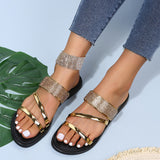 Leslie- Sandales à Talons Plats en Cuir pour Femmes