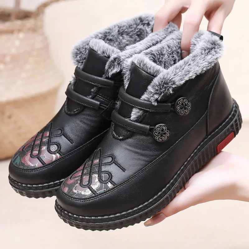 Mady- Chaussures chaudes et confortables en cuir pour femmes