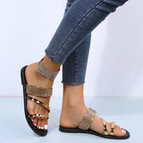 Leslie- Sandales à Talons Plats en Cuir pour Femmes