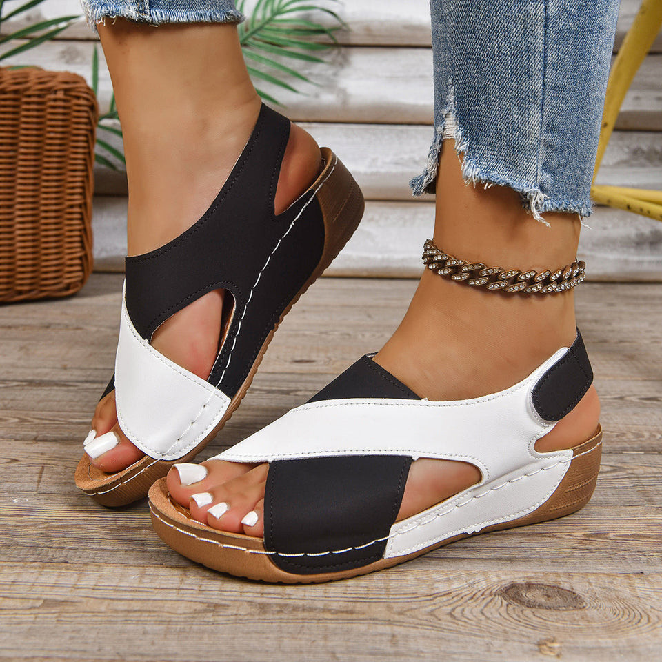 CuirSoft™ – Sandales Compensées en cuir Confortables et Orthopédiques