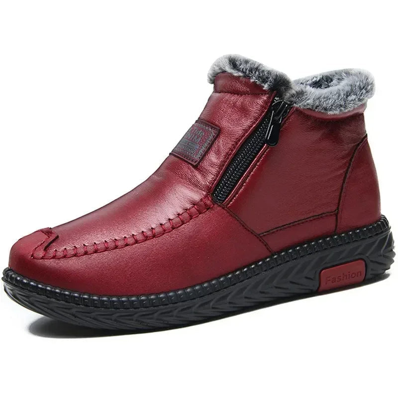 Liliane- Bottes en cuir coton imperméables et antidérapantes